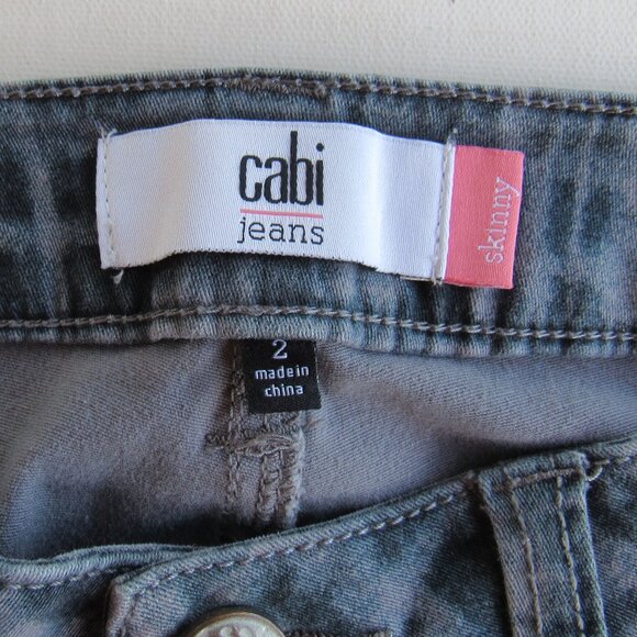 CAbi Women's Curvy Skinny Fit Jeans Mid Rise Stretch Tie Dye Grid Blue/Gray Sz 2 - Picture 6 of 12
